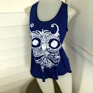 Thai Blue with White Mask Design Tank Top - One Size - NWOT